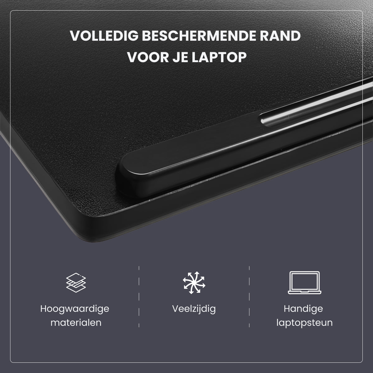 TTD® Premium Bijzettafel op Wieltjes - Laptoptafel Verstelbaar - Bedtafel op Wielen - Laptopstandaard - Verstelbaar in Hoek en in Hoogte - Zwart - Links