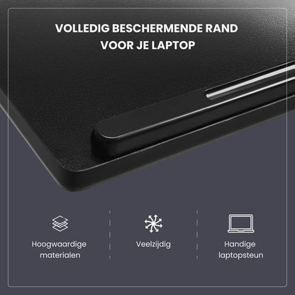 TTD® Premium Bijzettafel op Wieltjes - Laptoptafel Verstelbaar - Bedtafel op Wielen - Laptopstandaard - Verstelbaar in Hoek en in Hoogte - Zwart - Links