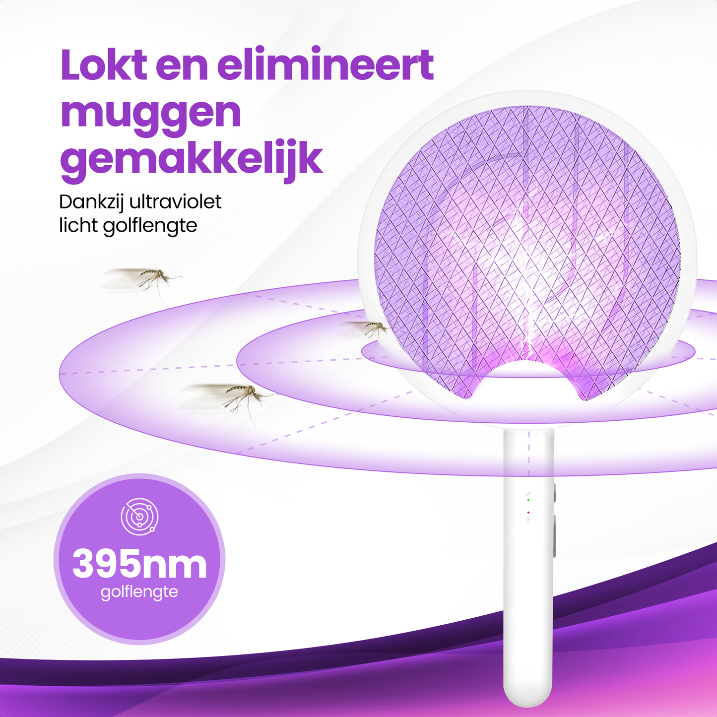 TTD® Opvouwbare Elektrische Vliegenmepper - Vliegenvanger en Muggenvanger - Opvouwbaar en Ophangbaar - Muggenlamp - UV-Licht