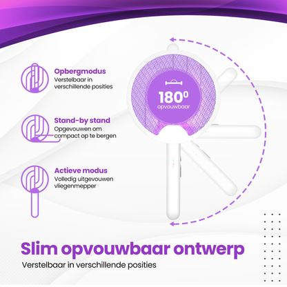TTD® Opvouwbare Elektrische Vliegenmepper - Vliegenvanger en Muggenvanger - Opvouwbaar en Ophangbaar - Muggenlamp - UV-Licht