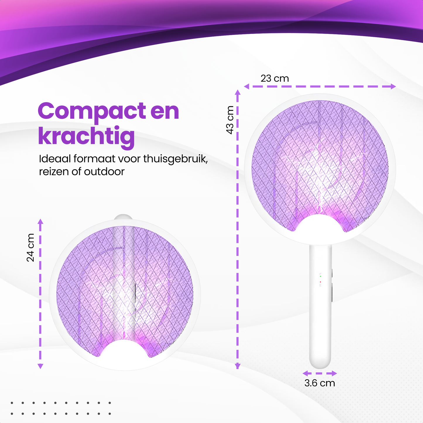 TTD® Opvouwbare Elektrische Vliegenmepper - Vliegenvanger en Muggenvanger - Opvouwbaar en Ophangbaar - Muggenlamp - UV-Licht