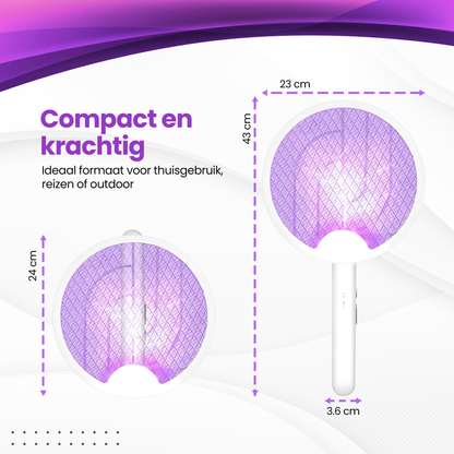 TTD® Opvouwbare Elektrische Vliegenmepper - Vliegenvanger en Muggenvanger - Opvouwbaar en Ophangbaar - Muggenlamp - UV-Licht