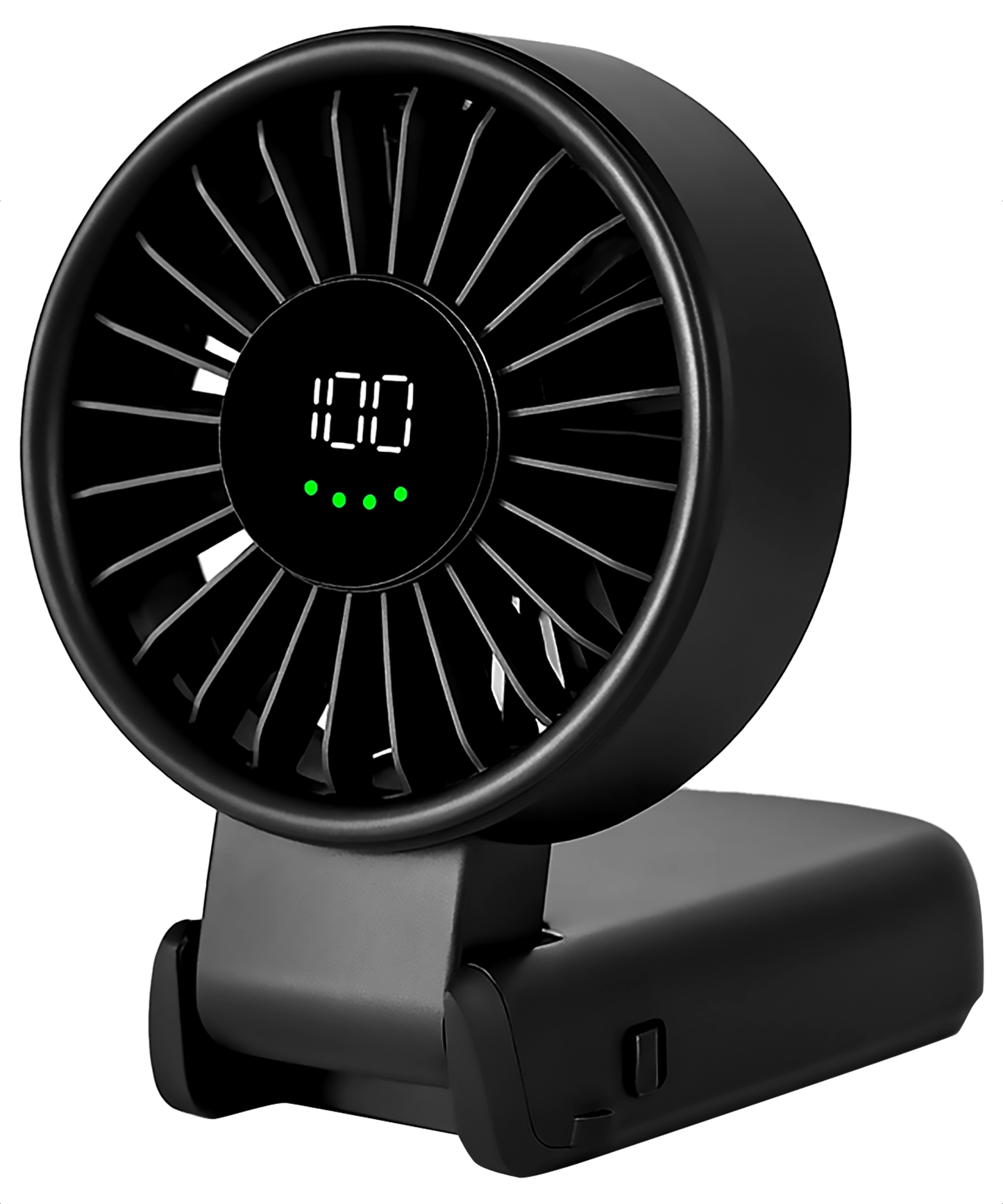 TTD® Handventilator Oplaadbaar - Mini Ventilator - 5 Standen met Digitaal Display - 150 Graden Draaibaar - Vasthouden, Neerzetten of aan Je Nek Hangen - USB-C Oplaadbaar - 5000 mAh Batterij