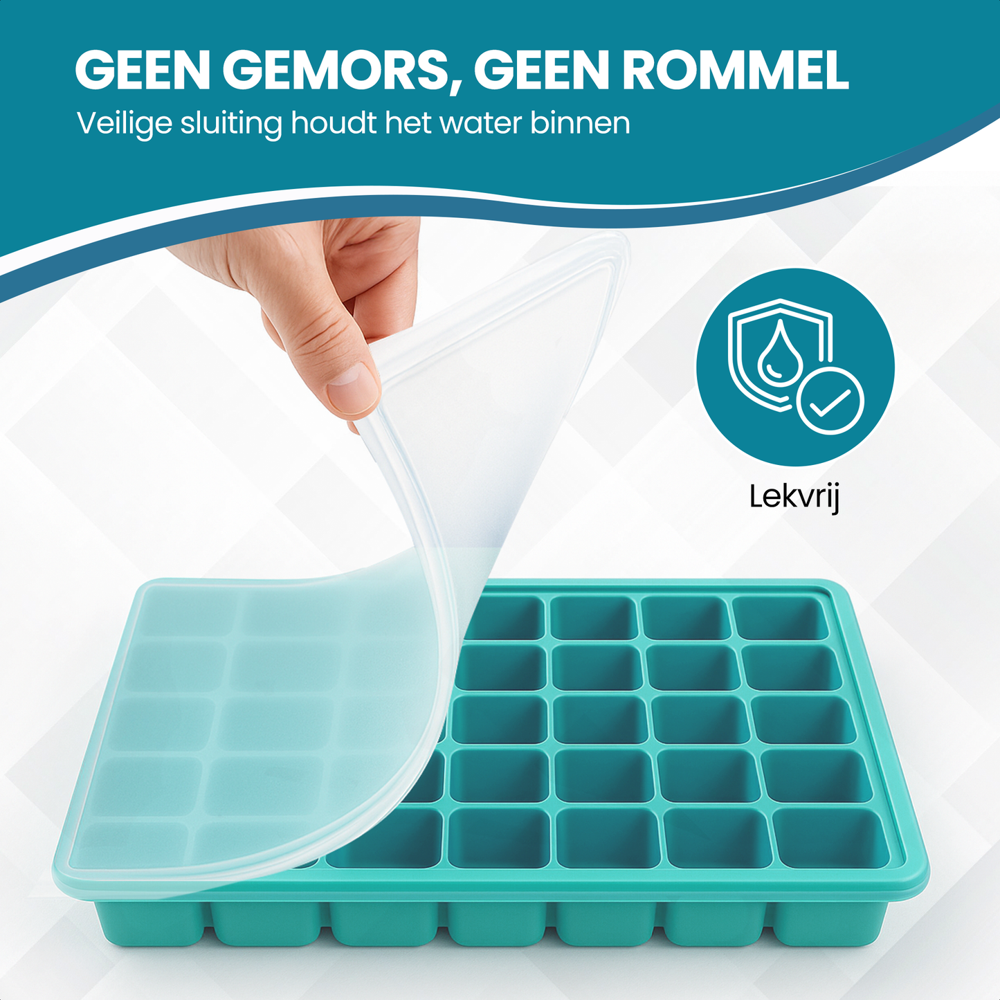 TTD® Luxe IJsblokjesvorm met Deksel - Set van 2 Stuks - 40 + 40 Kleinere Vierkante IJsblokjes - 100% Siliconen - BPA Vrij - IJsklontjes Vorm