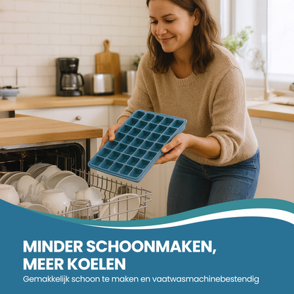 TTD® Luxe IJsblokjesvorm met Deksel - Set van 2 Stuks - 40 + 40 Kleinere Vierkante IJsblokjes - 100% Siliconen - BPA Vrij - IJsklontjes Vorm