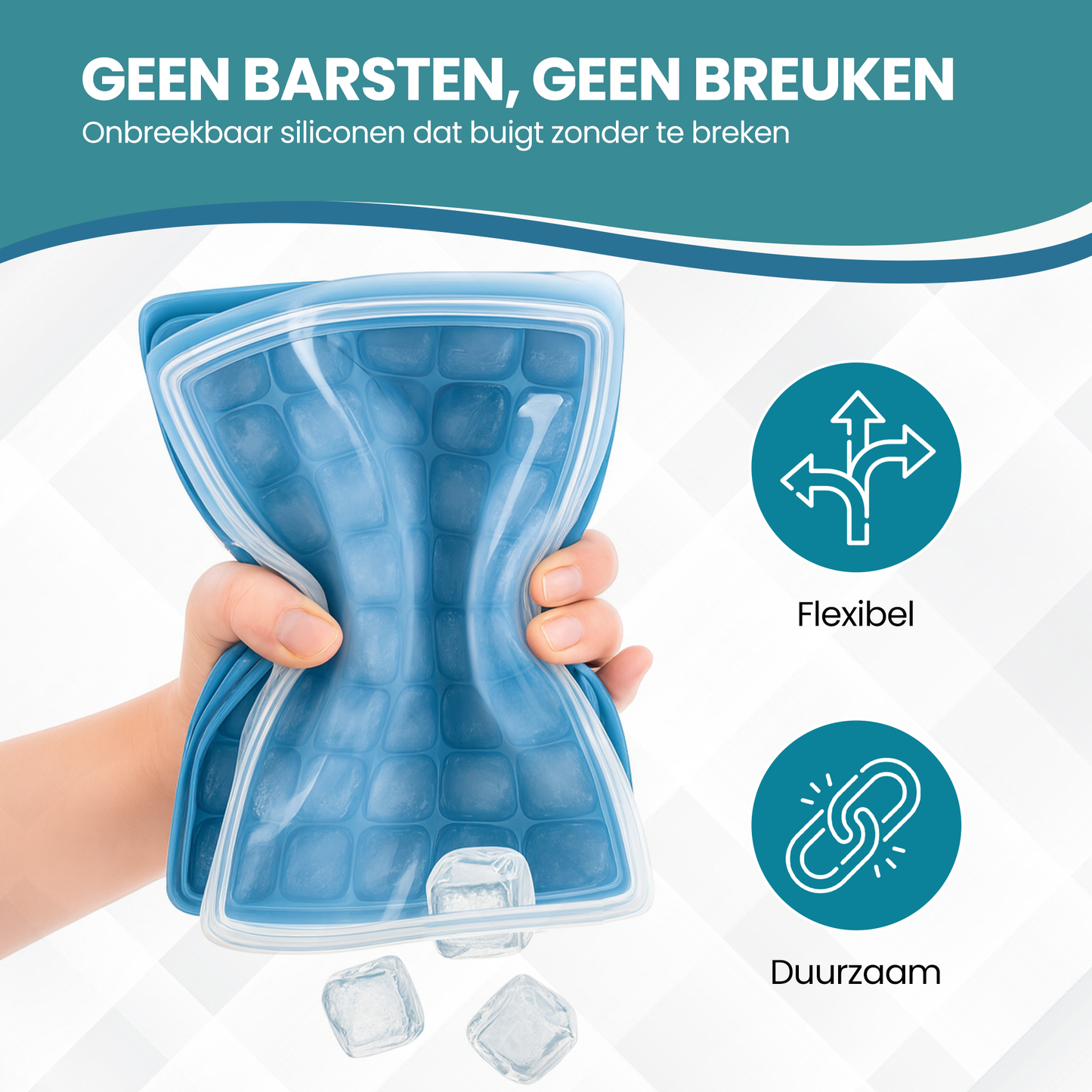 TTD® Luxe IJsblokjesvorm met Deksel - Set van 2 Stuks - 40 + 40 Kleinere Vierkante IJsblokjes - 100% Siliconen - BPA Vrij - IJsklontjes Vorm