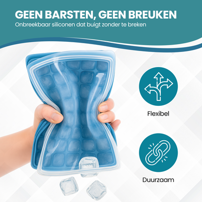 TTD® Luxe IJsblokjesvorm met Deksel - Set van 2 Stuks - 40 + 40 Kleinere Vierkante IJsblokjes - 100% Siliconen - BPA Vrij - IJsklontjes Vorm