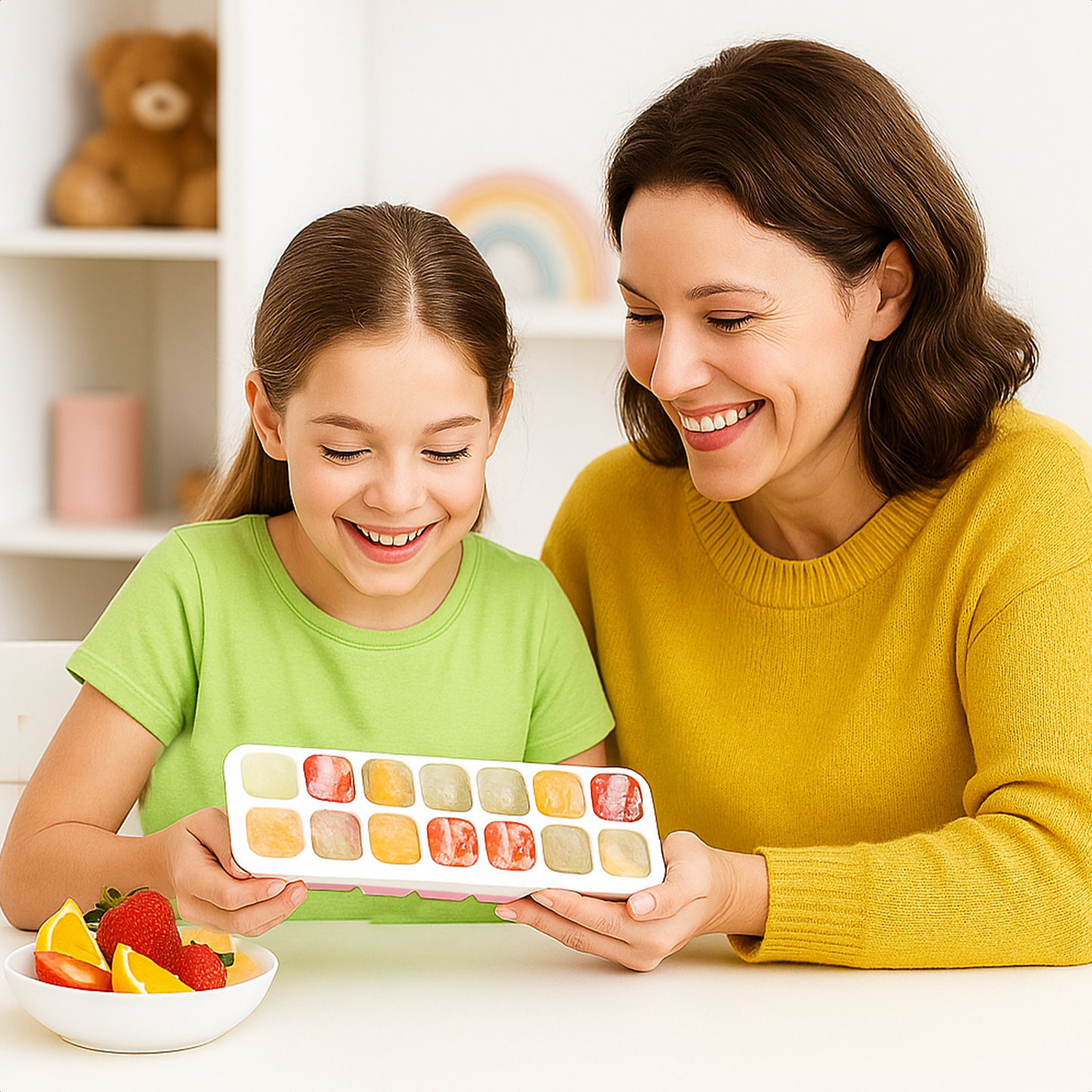 TTD® Siliconen IJsblokjesvorm met Deksel - Set van 4 - 14 x 4 IJsblokjes - Stapelbaar - BPA Vrij - IJsblokjes Zijn Makkelijk uit te Drukken