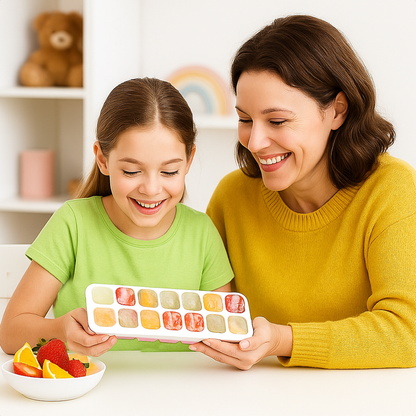 TTD® Siliconen IJsblokjesvorm met Deksel - Set van 4 - 14 x 4 IJsblokjes - Stapelbaar - BPA Vrij - IJsblokjes Zijn Makkelijk uit te Drukken