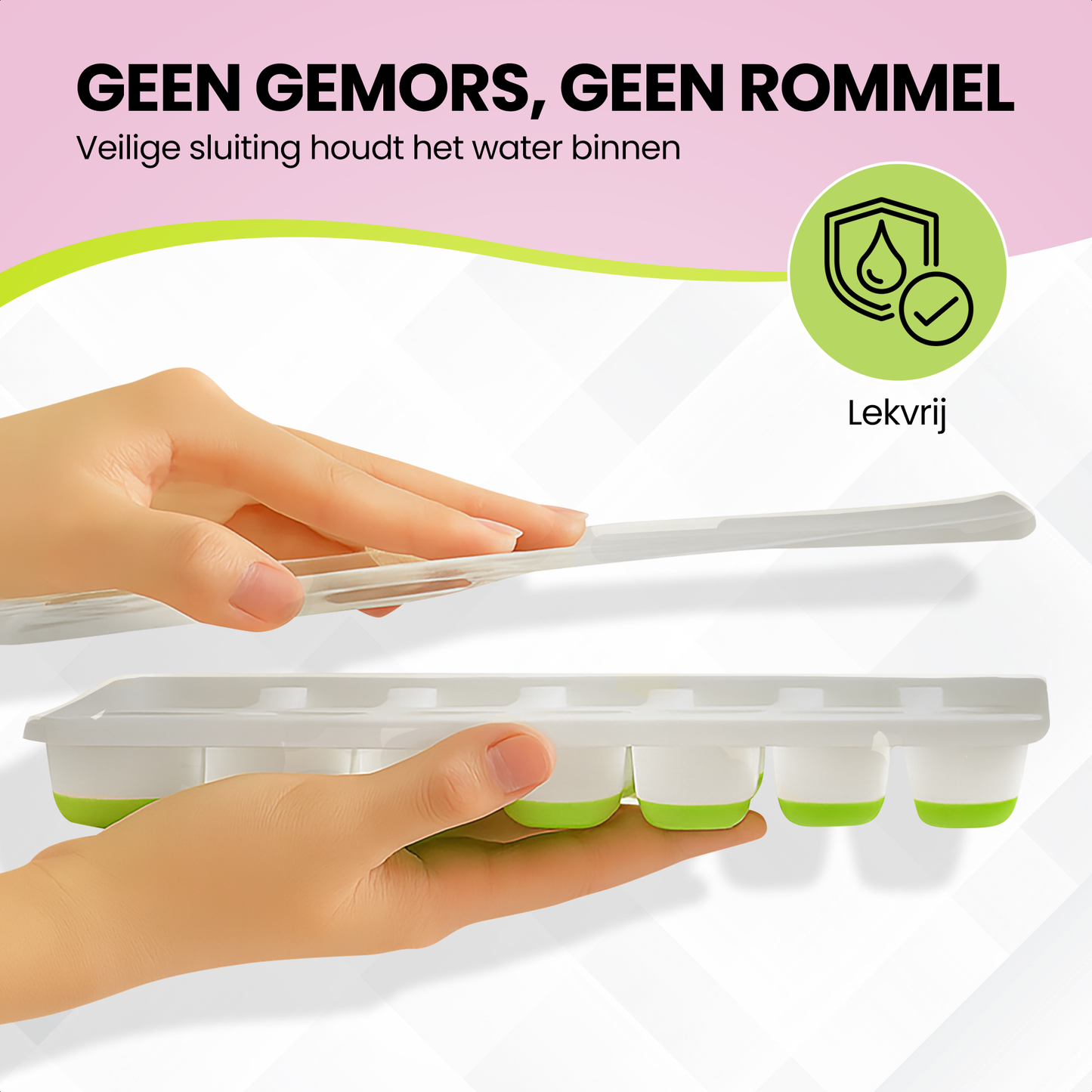 TTD® Siliconen IJsblokjesvorm met Deksel - Set van 4 - 14 x 4 IJsblokjes - Stapelbaar - BPA Vrij - IJsblokjes Zijn Makkelijk uit te Drukken