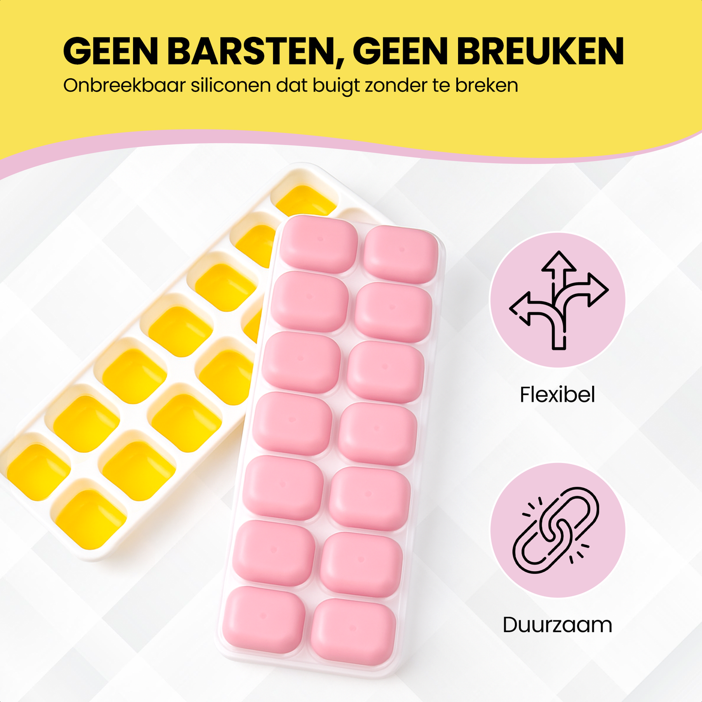 TTD® Siliconen IJsblokjesvorm met Deksel - Set van 4 - 14 x 4 IJsblokjes - Stapelbaar - BPA Vrij - IJsblokjes Zijn Makkelijk uit te Drukken