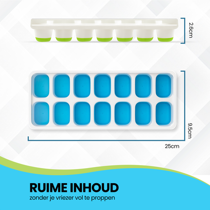 TTD® Siliconen IJsblokjesvorm met Deksel - Set van 4 - 14 x 4 IJsblokjes - Stapelbaar - BPA Vrij - IJsblokjes Zijn Makkelijk uit te Drukken