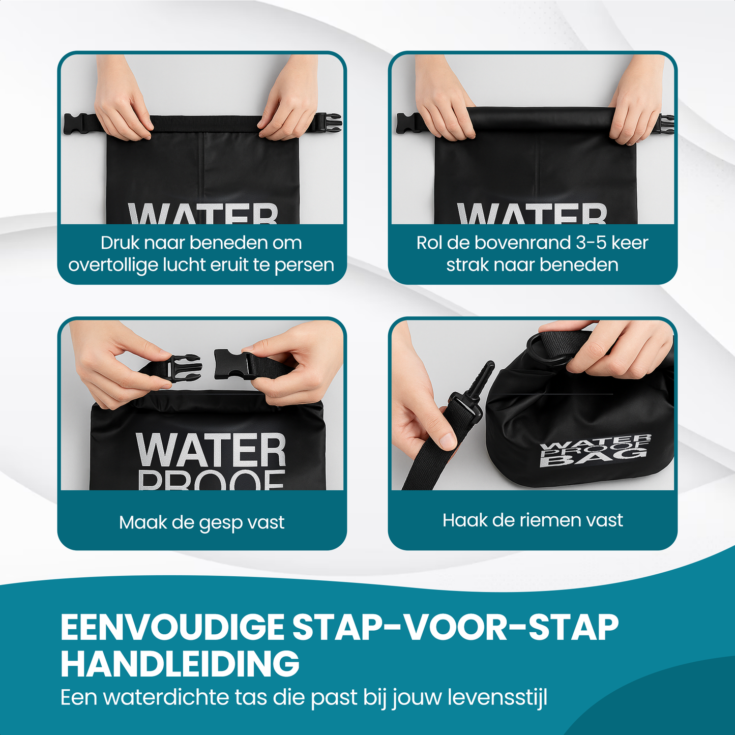 TTD® Waterdichte Tas - Waterproof Drybag - Opberg Zak - 15 L - Outdoor Tas - Zwart